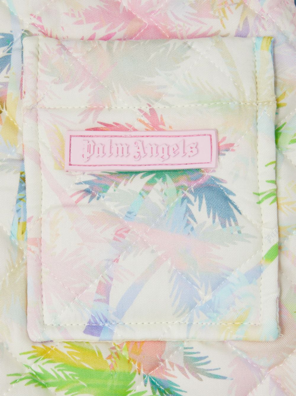 Piumino reversibile con stampa per bambina Palm Angels Kids bianco tasca frontale applicata - Rubino Kids