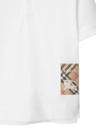 Polo Check Label per bambino Burberry Kids bianco con colletto stile polo - Rubino Kids