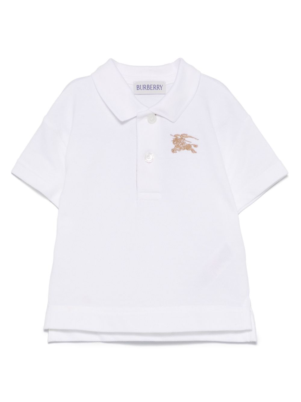 Polo con ricamo logo per neonato Burberry Kids bianco con spacchetti laterali - Rubino Kids