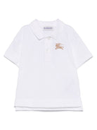 Polo con ricamo logo per neonato Burberry Kids bianco con spacchetti laterali - Rubino Kids