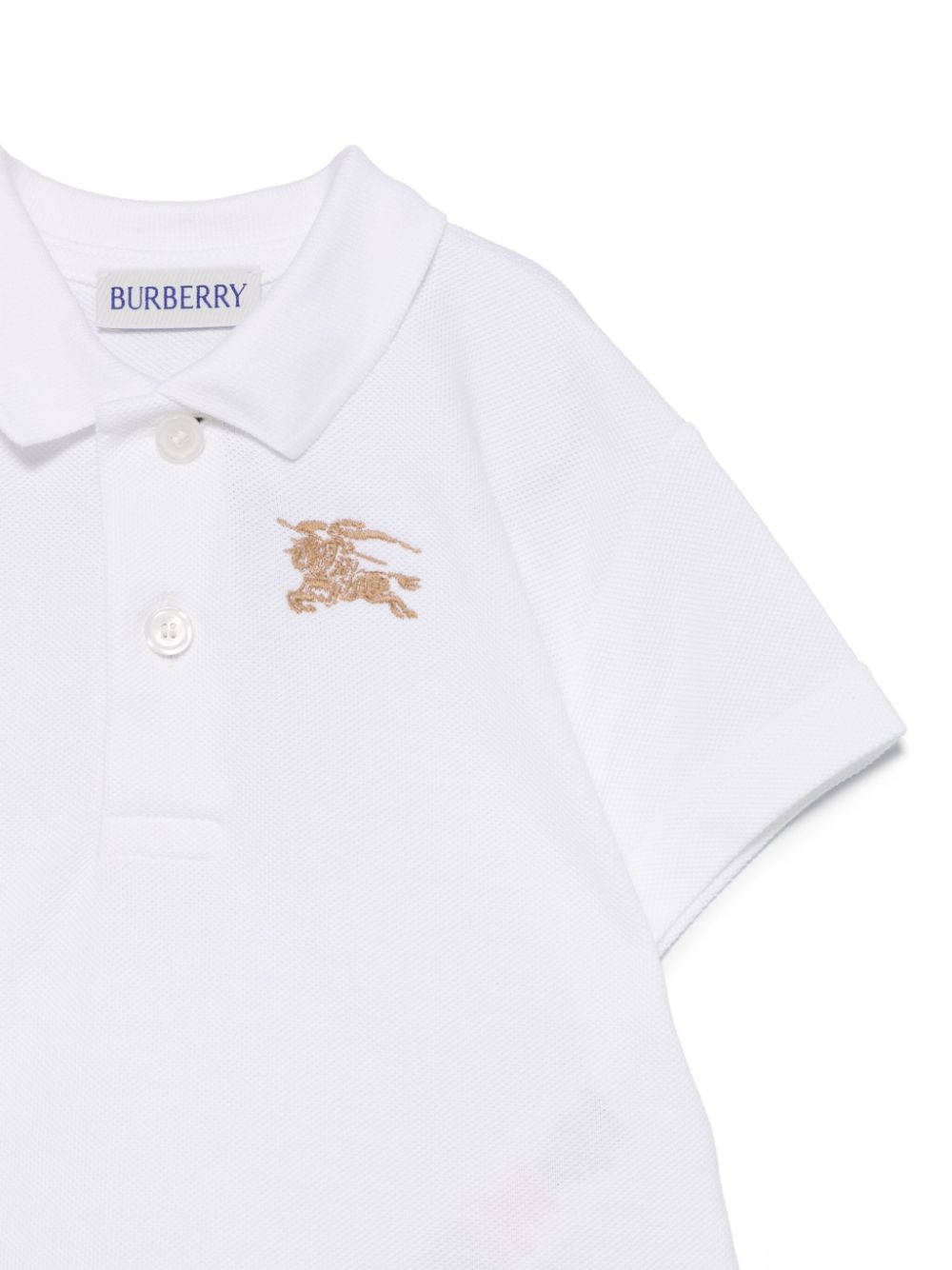 Polo con ricamo logo per neonato Burberry Kids bianco con spacchetti laterali - Rubino Kids