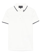 Polo con ricamo per bambino Emporio Armani Kids bianco con trama piquet - Rubino Kids