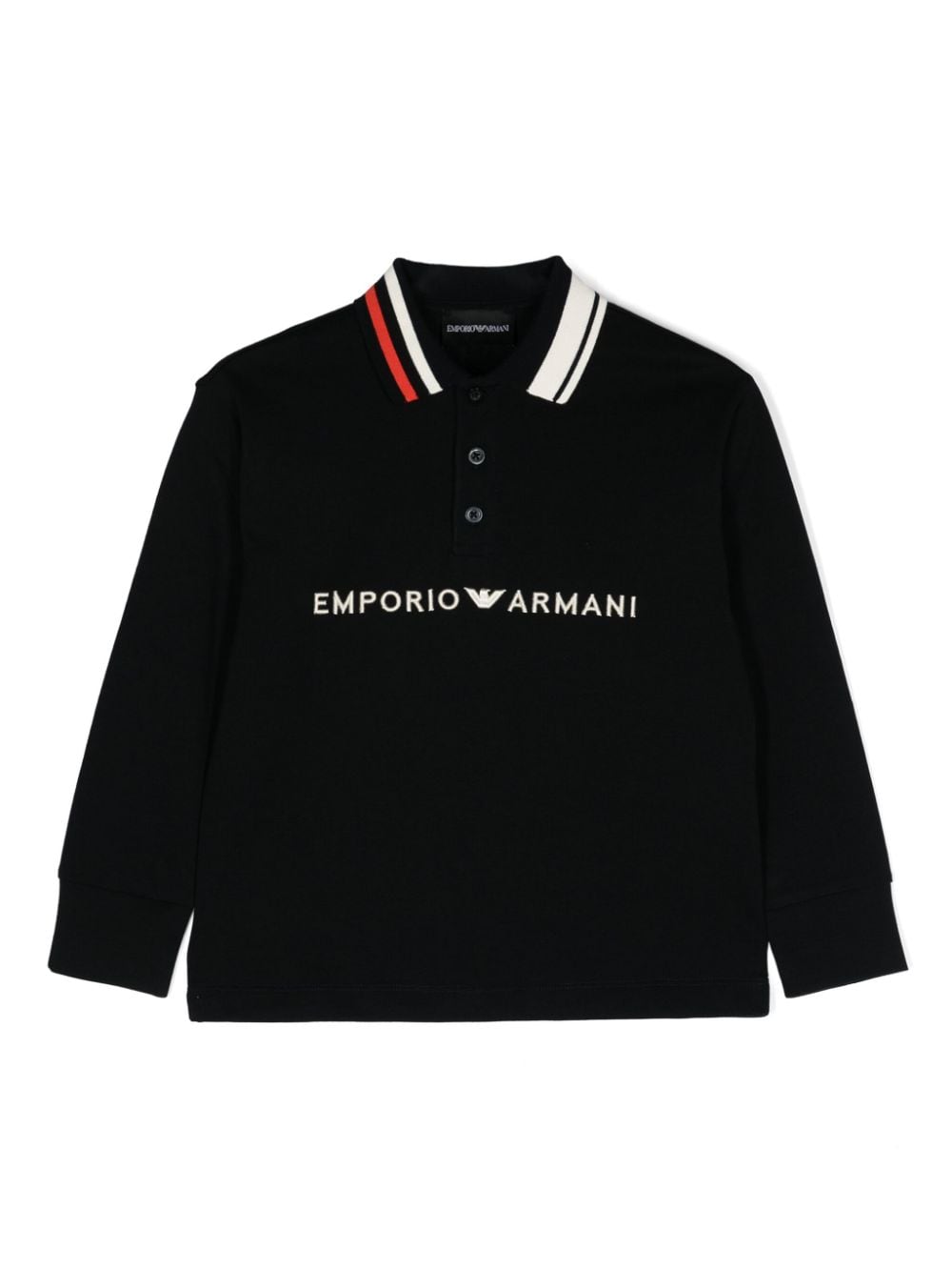 Polo con ricamo per bambino Emporio Armani Kids blu con trama jersey - Rubino Kids