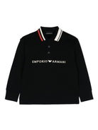 Polo con ricamo per bambino Emporio Armani Kids blu con trama jersey - Rubino Kids