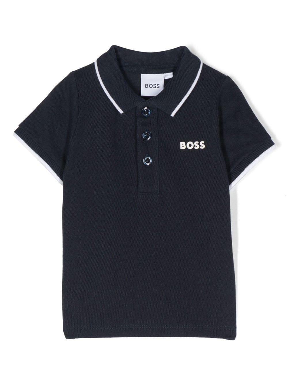 Polo con stampa per neonato BOSS Kidswear blu con orlo dritto - Rubino Kids