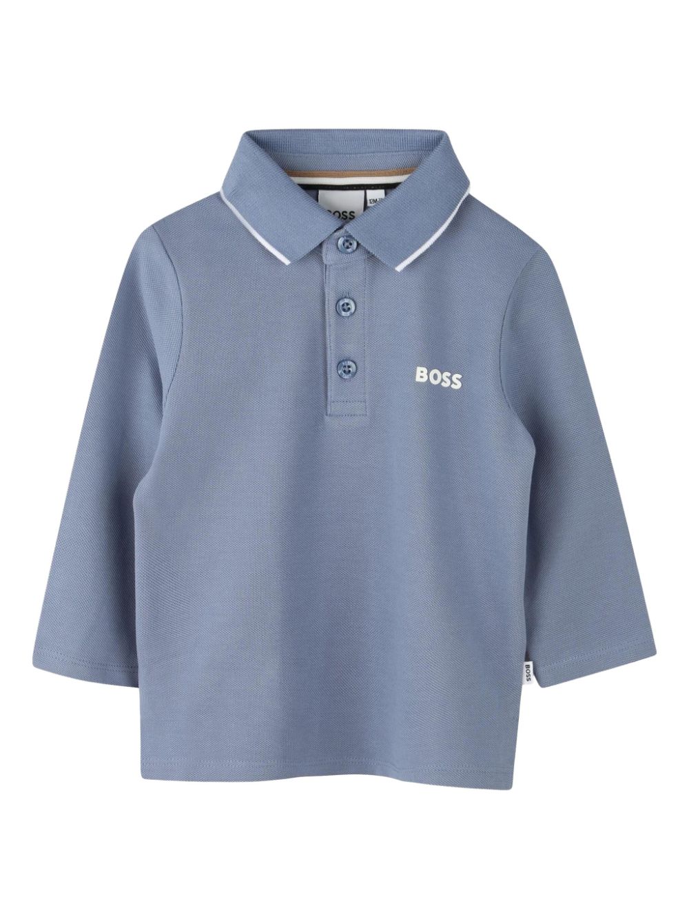 Polo con stampa per ragazzino BOSS Kidswear blu con trama piquet - Rubino Kids