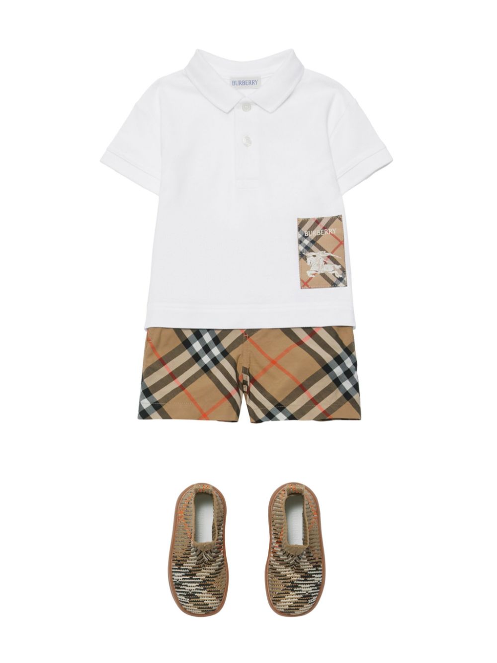 Polo EKD per neonato Burberry Kids bianco con orlo dritto - Rubino Kids