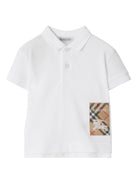 Polo EKD per neonato Burberry Kids bianco con orlo dritto - Rubino Kids