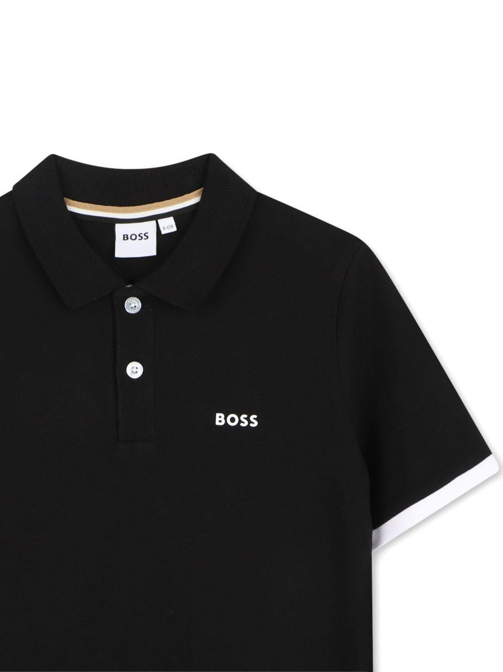 Polo per bambino Boss Kids nera con dettaglio logo - Rubino Kids