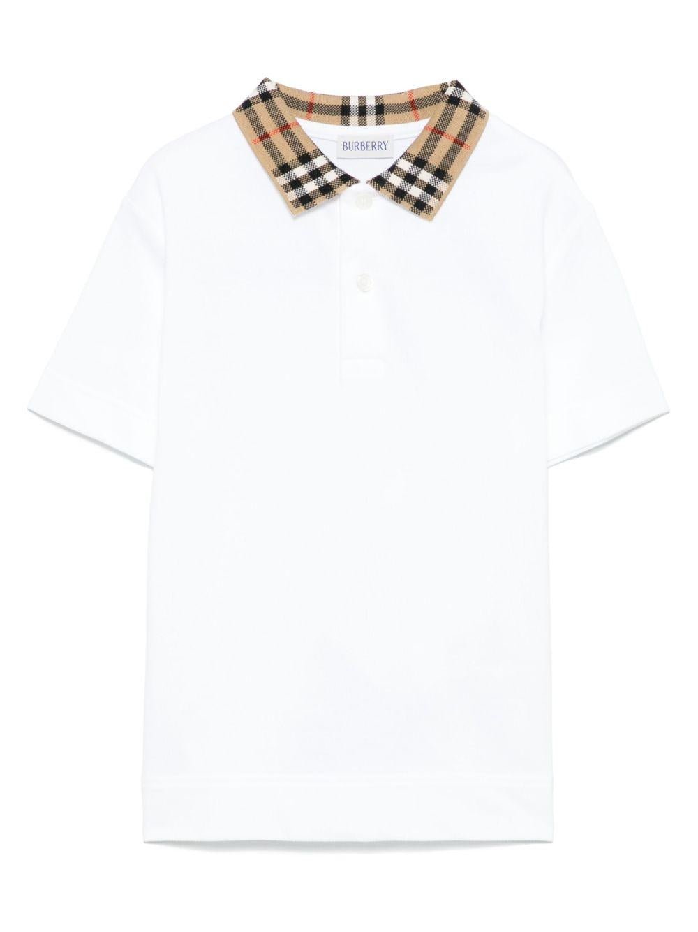 Polo per bambino Burberry Kids bianca con spacchetti laterali - Rubino Kids