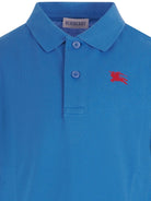 Polo per bambino Burberry Kids blu con logo ricamato - Rubino Kids
