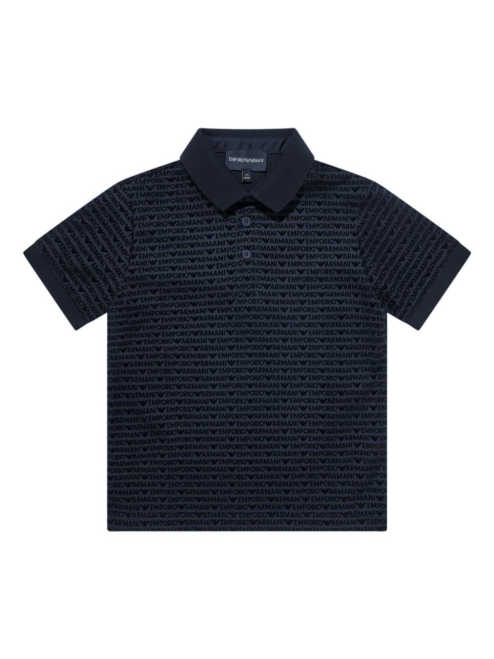 Polo per bambino Emporio Armani Kids blu con stampa logo all - over - Rubino Kids