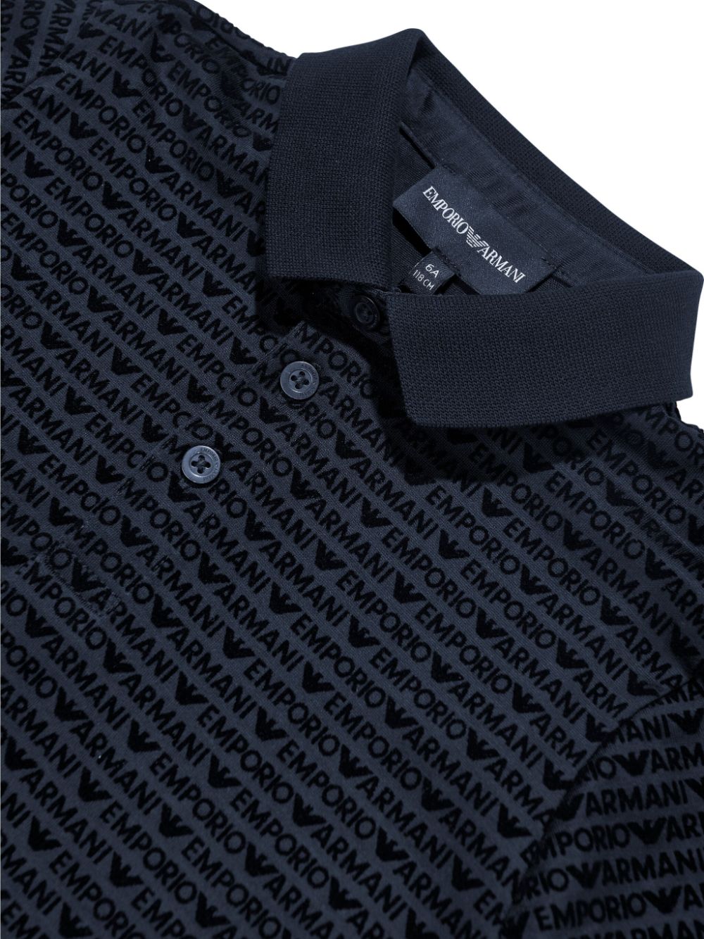 Polo per bambino Emporio Armani Kids blu con stampa logo all - over - Rubino Kids