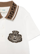 Polo per bambino Fendi Kids bianco con colletto a contrasto - Rubino Kids