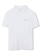 Polo per bambino Givenchy Kids bianco con ricamo con logo con falsatura frontale con abbottonatura - Rubino Kids