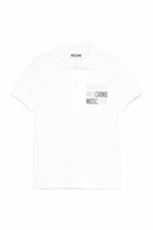 Polo per bambino Moschino Kids bianca con ricamo sul petto - Rubino Kids