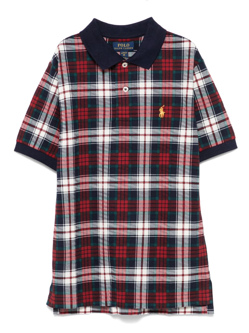 Polo per bambino Ralph Lauren Kids in piquet con motivo scozzese - Rubino Kids