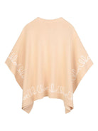 Poncho per bambina Chloé Kids beige con ricamo logo oversize - Rubino Kids