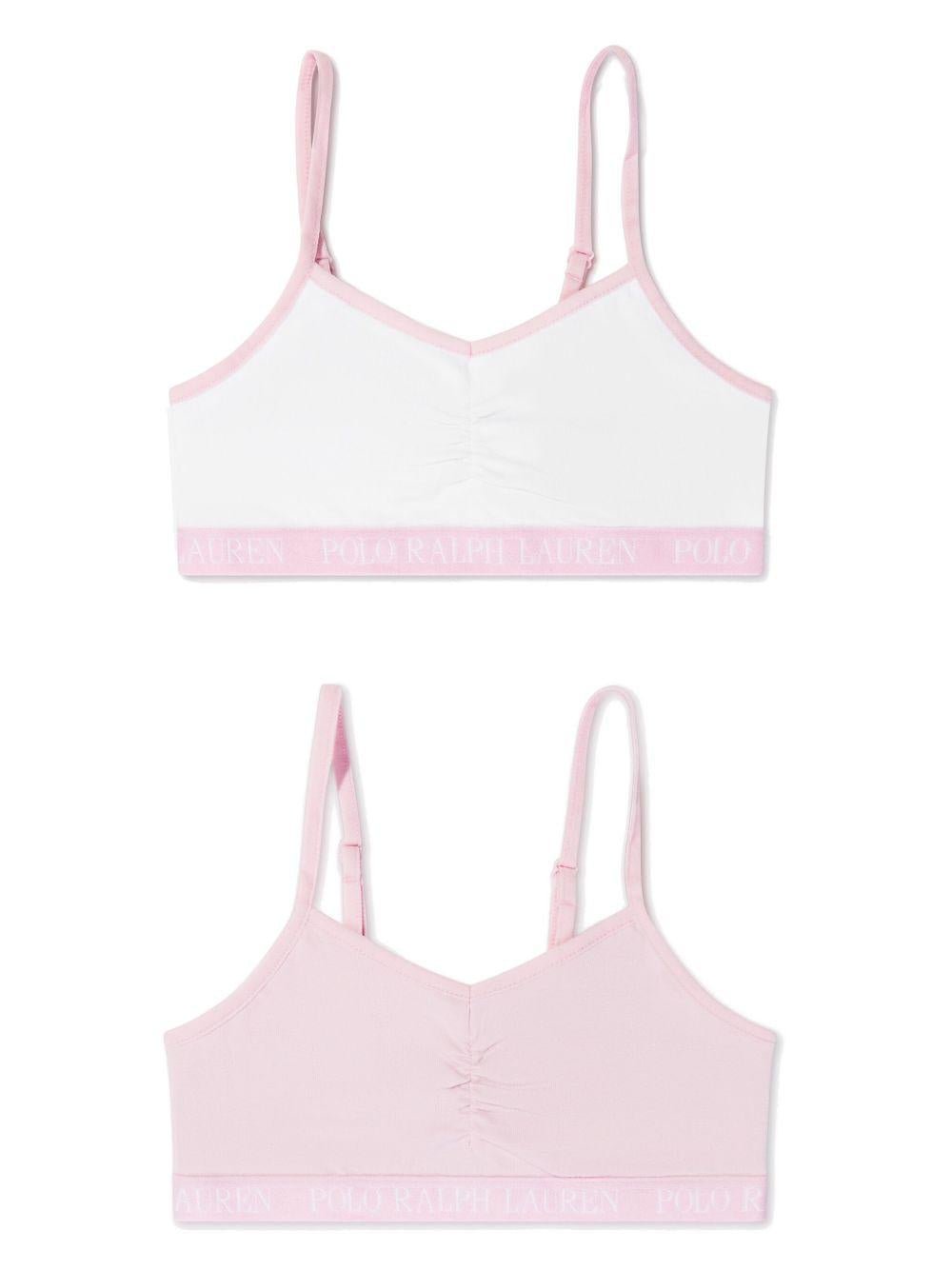 Reggiseno per bambina Polo Ralph Lauren Kids bianco e rosa con banda logo - Rubino Kids