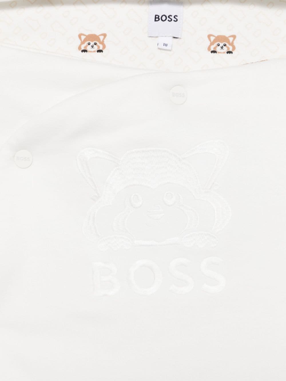 Sacco a pelo con ricamo Panda Rosso per neonato BOSS Kidswear bianco con fodera in cotone - Rubino Kids