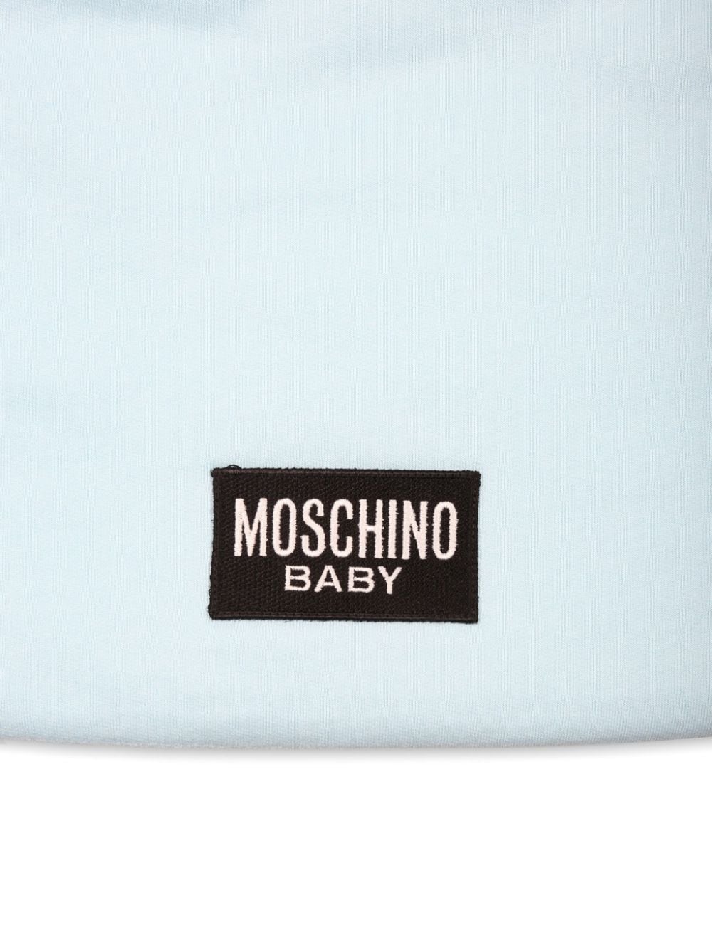 Sacco a pelo per neonato Moschino Kids azzurro in cotone con stampa logo Teddy Bear - Rubino Kids