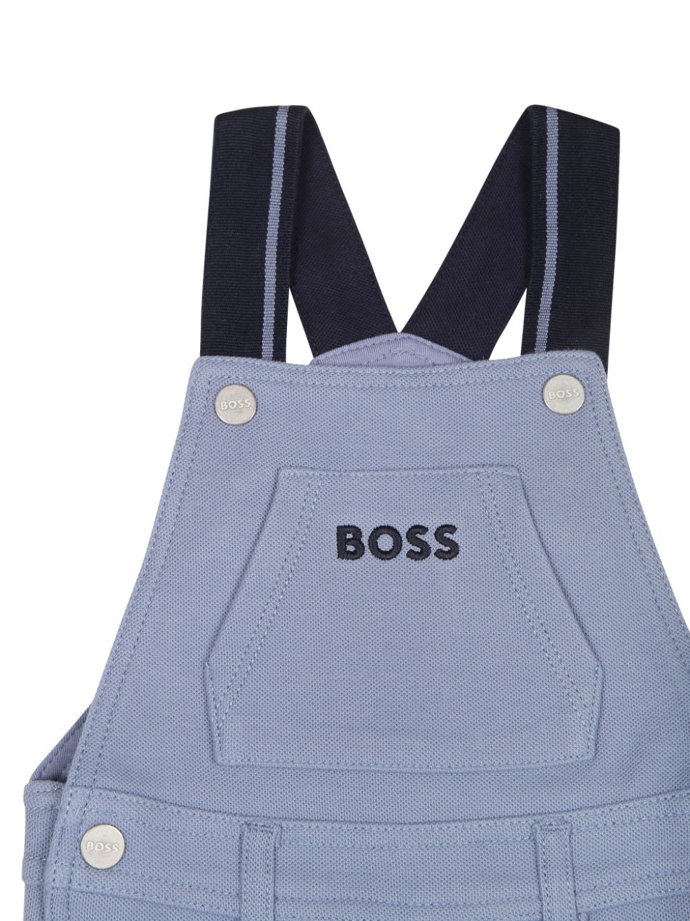 Salopette in denim per neonato BOSS Kidswear azzurro con scollo quadrato - Rubino Kids