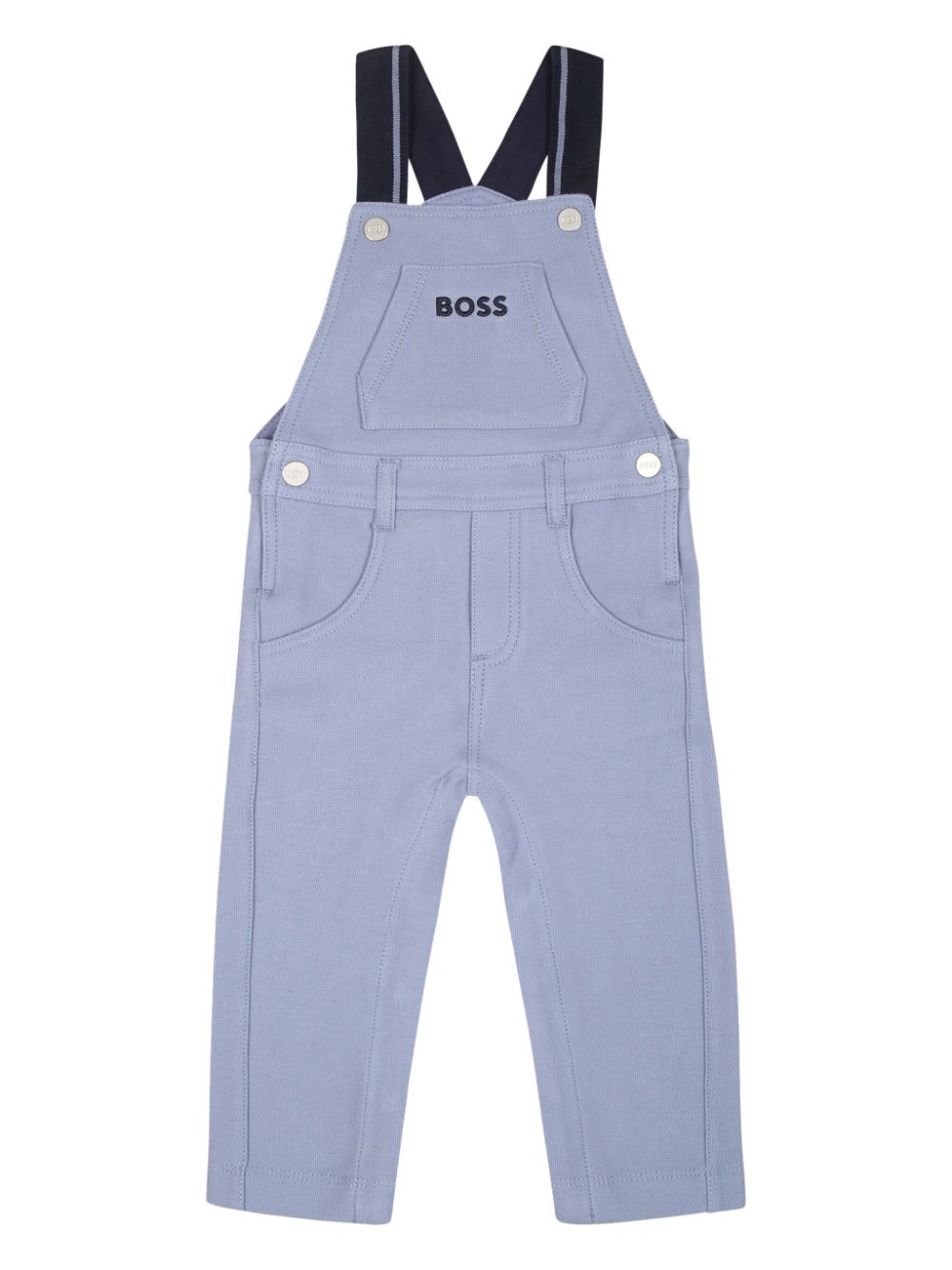 Salopette in denim per neonato BOSS Kidswear azzurro con scollo quadrato - Rubino Kids