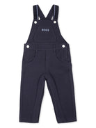 Salopette in denim per neonato BOSS Kidswear blu con scollo quadrato - Rubino Kids