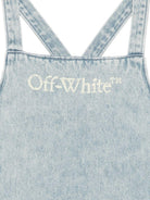 Salopette per bambina Off - White Kids denim con stampa logo - Rubino Kids