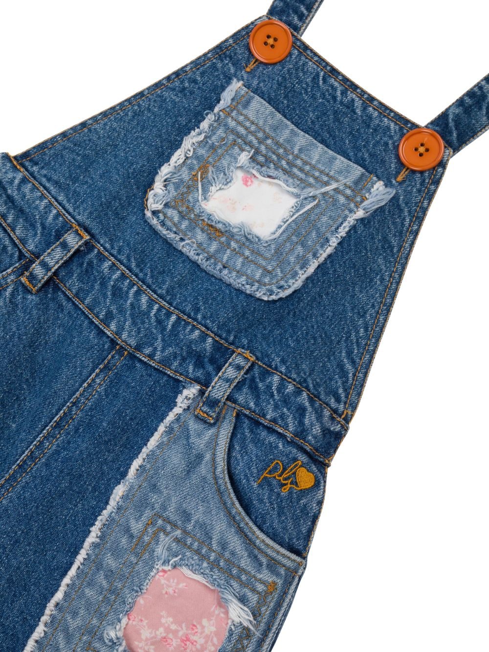 Salopette per bambina Philosophy Di Lorenzo Serafini Kids in denim con design patchwork - Rubino Kids