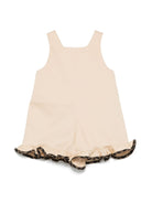 Salopette per neonata Fendi Kids beige con bordi a contrasto - Rubino Kids