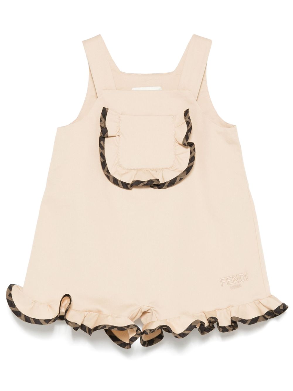 Salopette per neonata Fendi Kids beige con bordi a contrasto - Rubino Kids