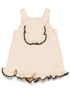 Salopette per neonata Fendi Kids beige con bordi a contrasto - Rubino Kids