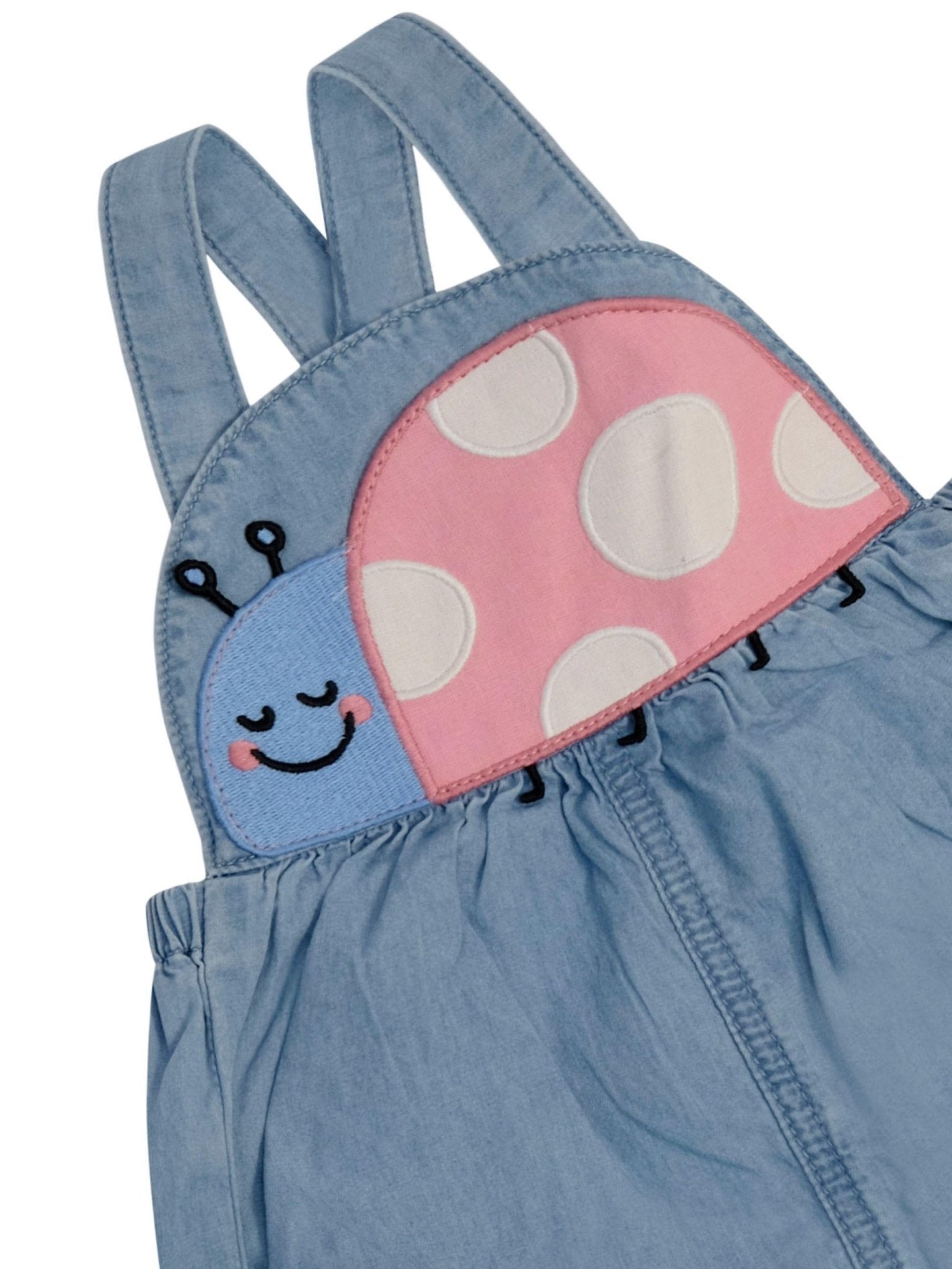 Salopette per neonata Stella McCartney Kids denim con dettaglio coccinella - Rubino Kids