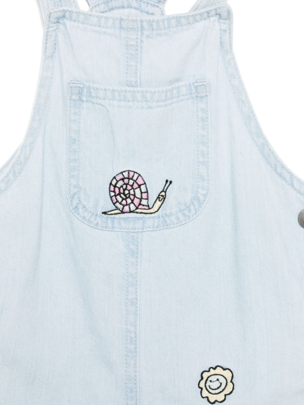 Salopette per neonata Stella McCartney Kids denim con ricamo stile animazione - Rubino Kids