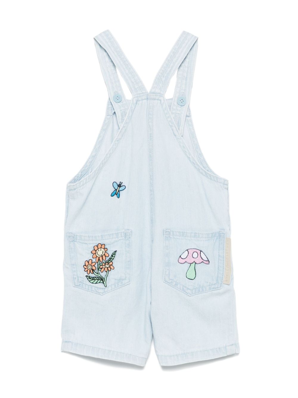 Salopette per neonata Stella McCartney Kids denim con ricamo stile animazione - Rubino Kids