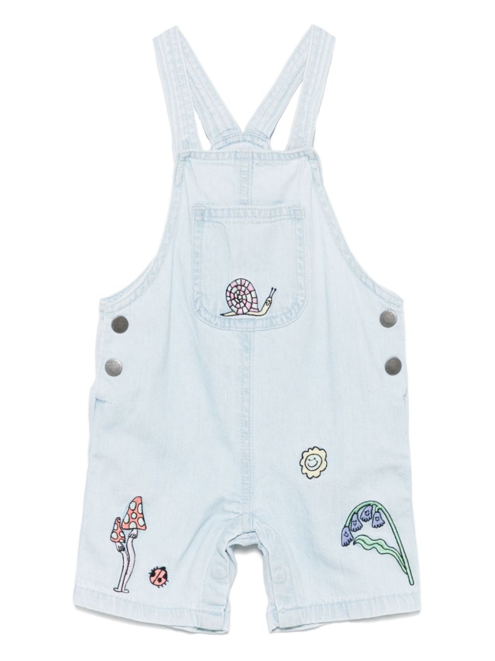 Salopette per neonata Stella McCartney Kids denim con ricamo stile animazione - Rubino Kids