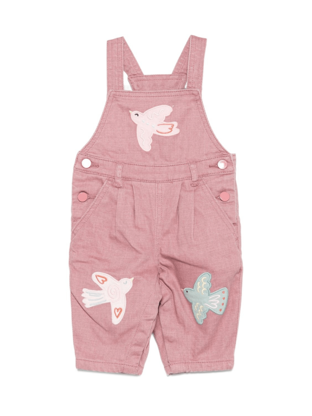 Salopette per neonata Stella McCartney Kids rosa con ricamo uccelli - Rubino Kids