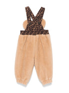 Salopette per neonato Fendi Kids beige in pelliccia con orsetto sul davanti - Rubino Kids