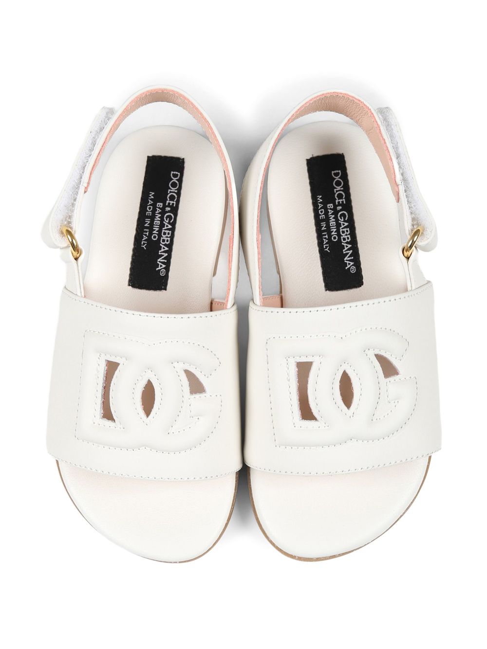 Sandali con applicazione per bambina Dolce & Gabbana Kids bianco con suola in gomma - Rubino Kids