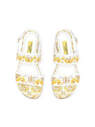 Sandali con stampa maioliche per bambina Dolce & Gabbana Kids bianco con punta aperta - Rubino Kids