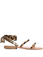 Sandali da donna MC2 Saint Barth marrone leopardato con laccio alla caviglia - Rubino Kids