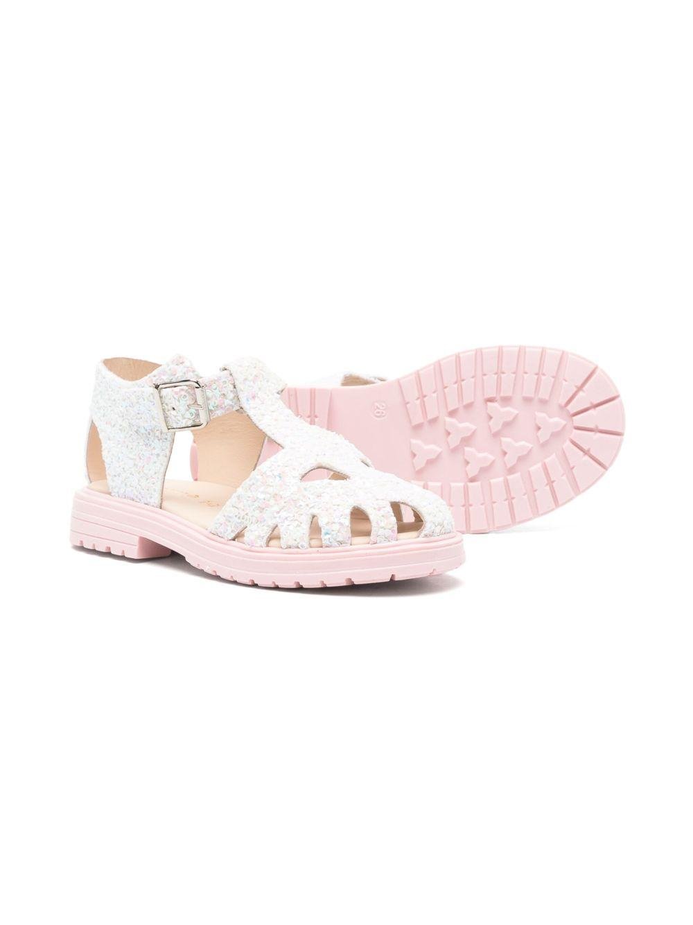 Sandali in pelle per bambina Florens bianco con chiusura con fibbia - Rubino Kids