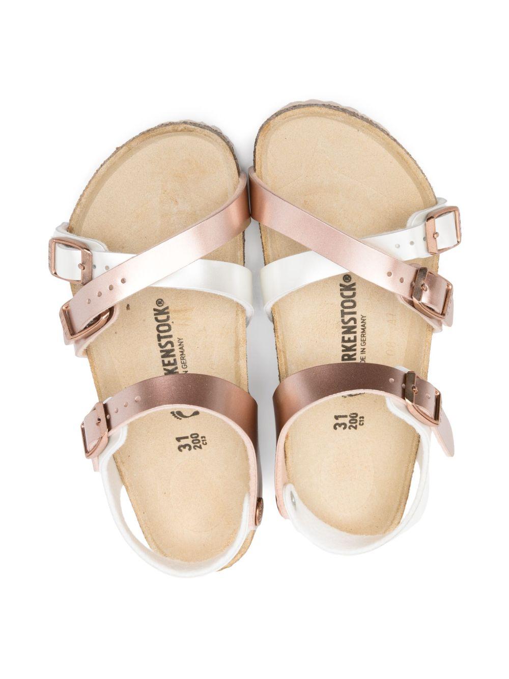 Sandali per bambina Birkenstock Kids bianco con cinturini incrociati - Rubino Kids