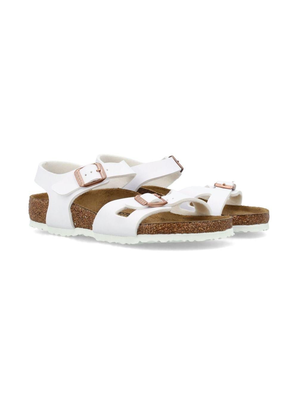 Sandali per bambina BirkenstockKids bianco con chiusura con fibbia - Rubino Kids