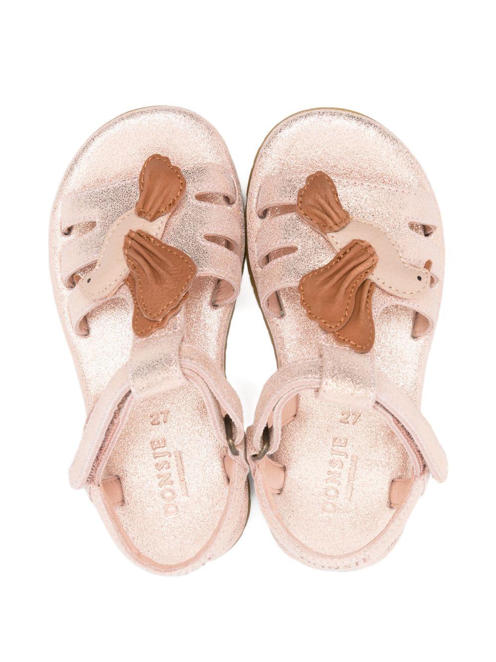 Sandali per bambina Donsje rosa con applicazione uccellino - Rubino Kids