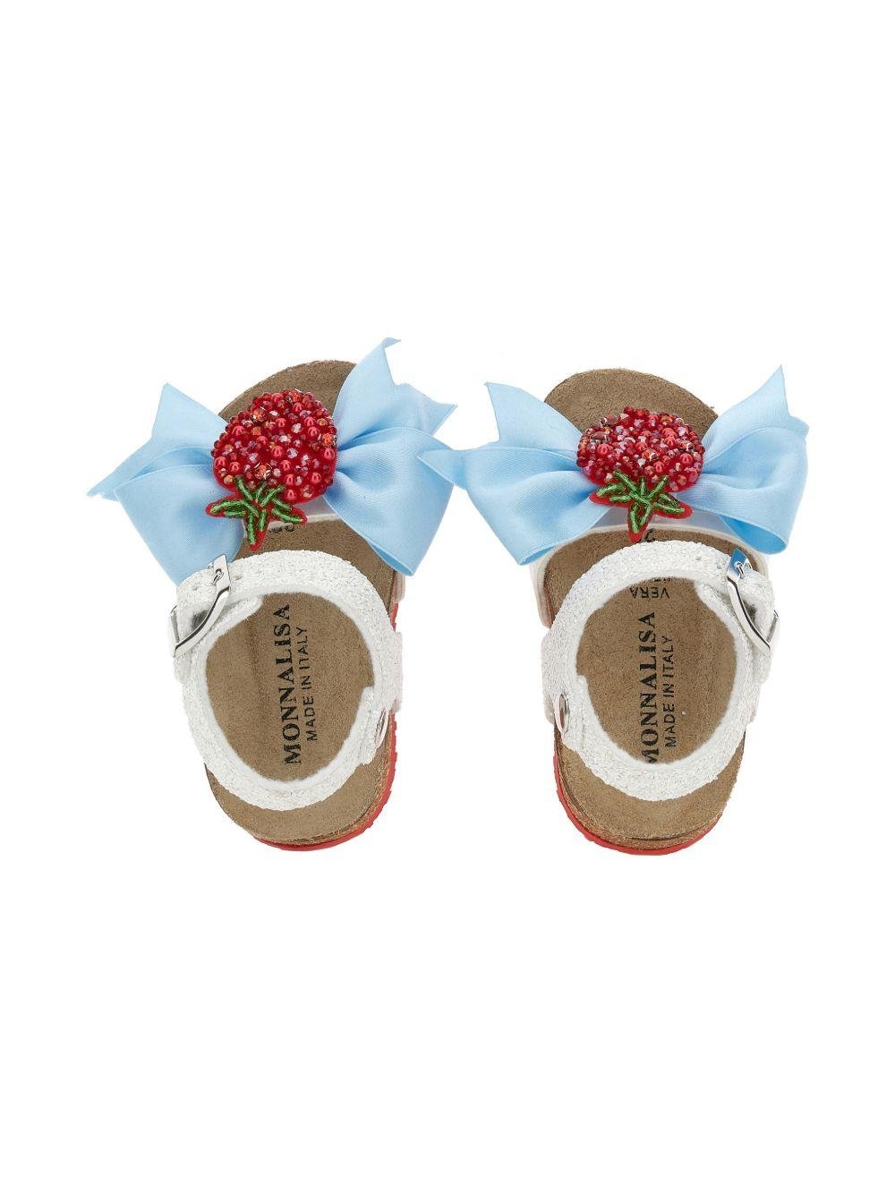 Sandali per bambina Monnalisa bianchi con applicazione fragola - Rubino Kids