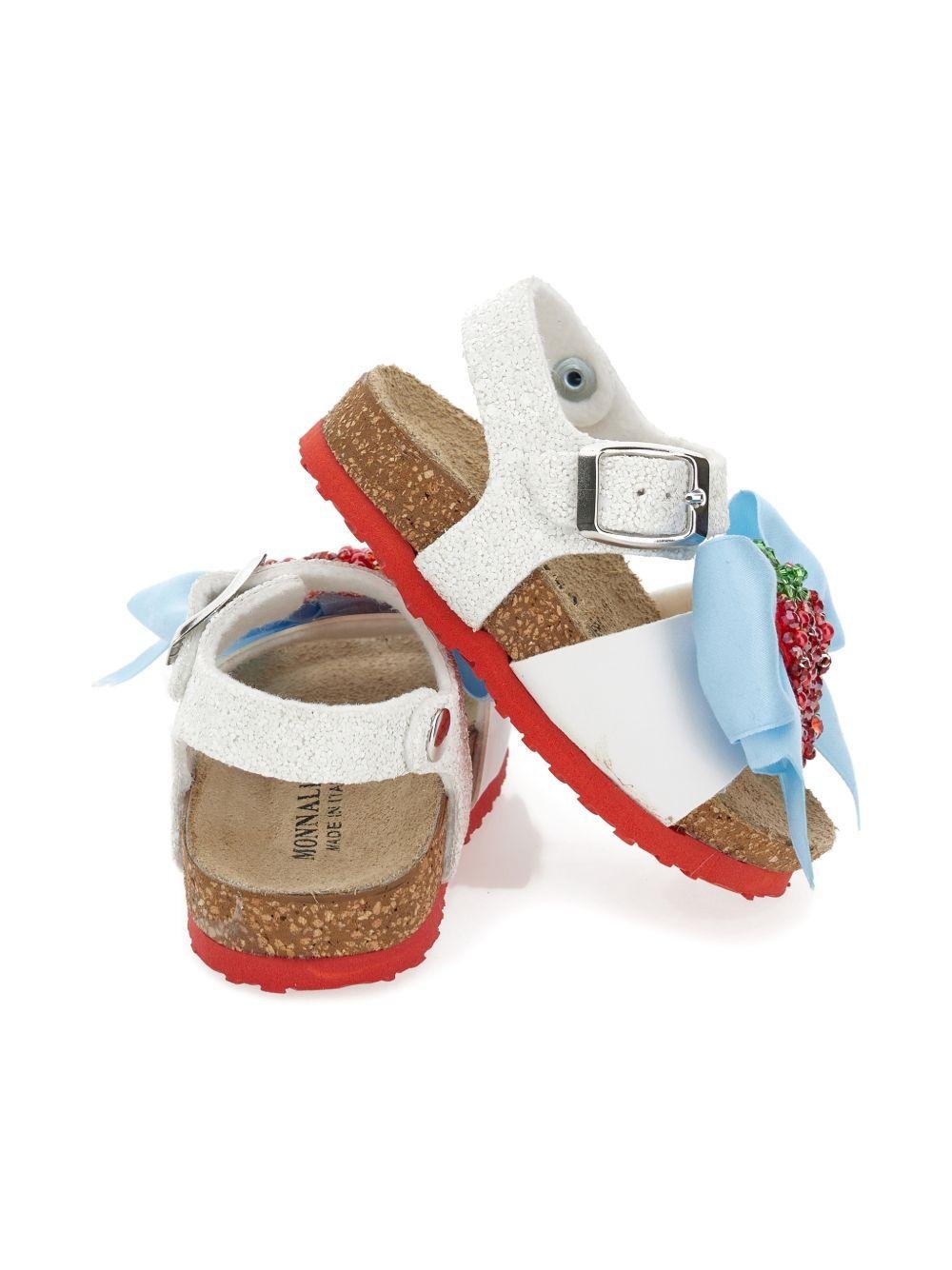 Sandali per bambina Monnalisa bianchi con applicazione fragola - Rubino Kids