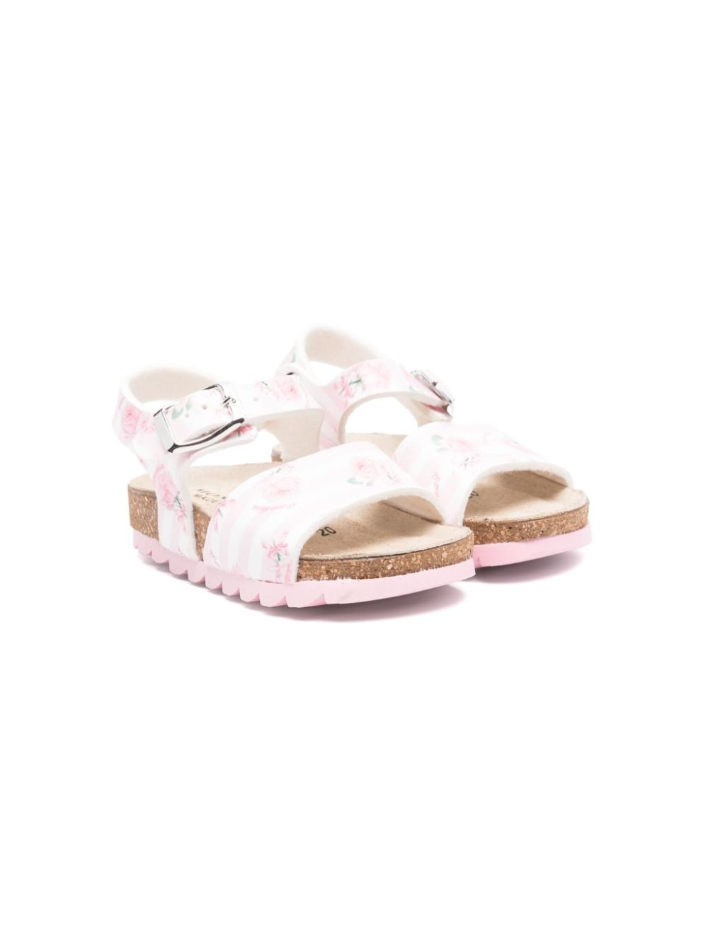 Sandali per bambina Monnalisa rosa con stampa a fiori all - over - Rubino Kids