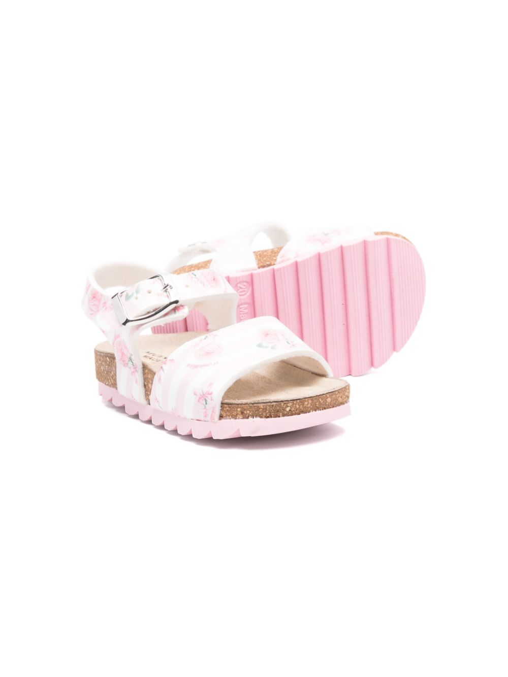 Sandali per bambina Monnalisa rosa con stampa a fiori all - over - Rubino Kids